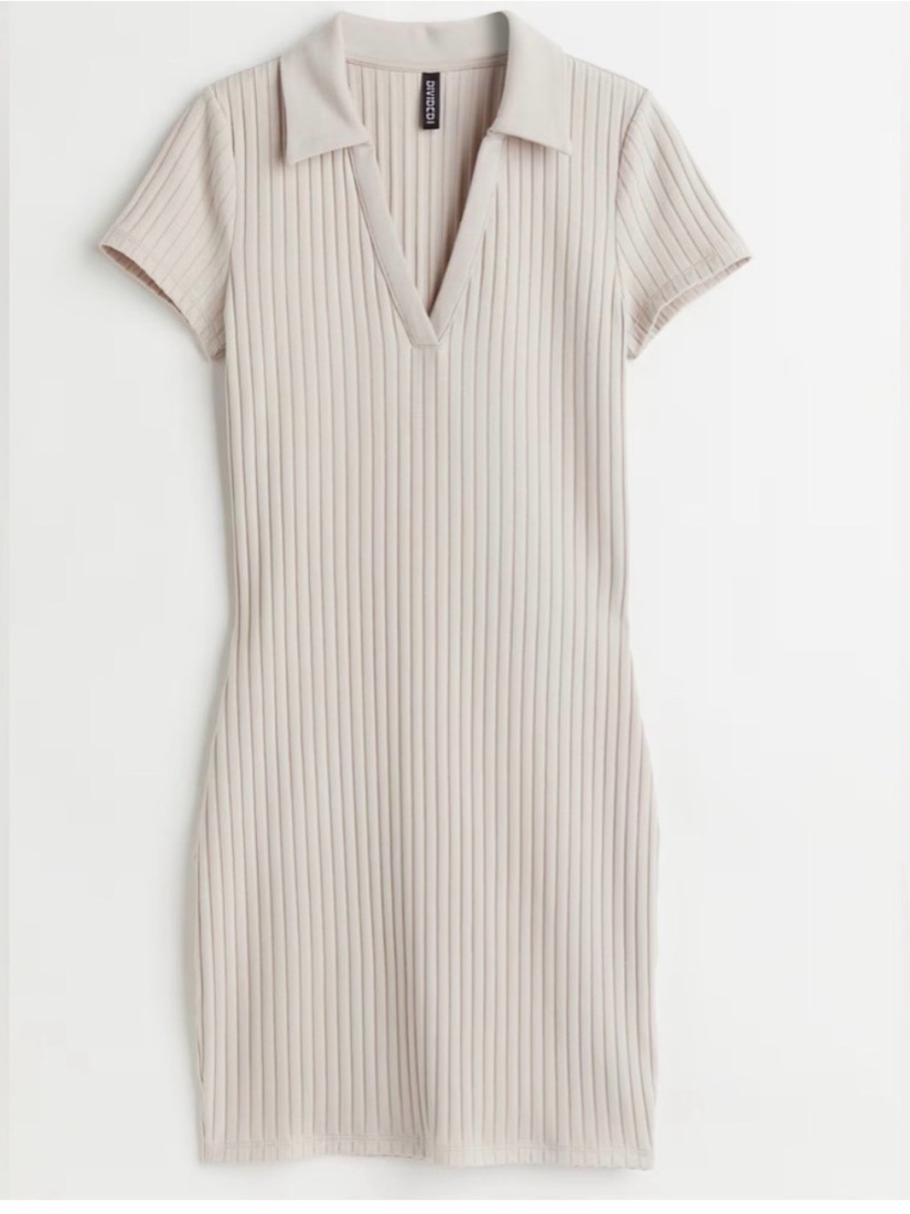 H&M’s Divided Brand Brown Ribbed Collared Casual T-shirt Dress